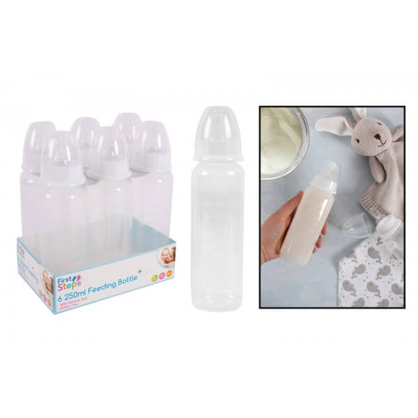 First Steps 6 Pack Baby Bottles 250ml